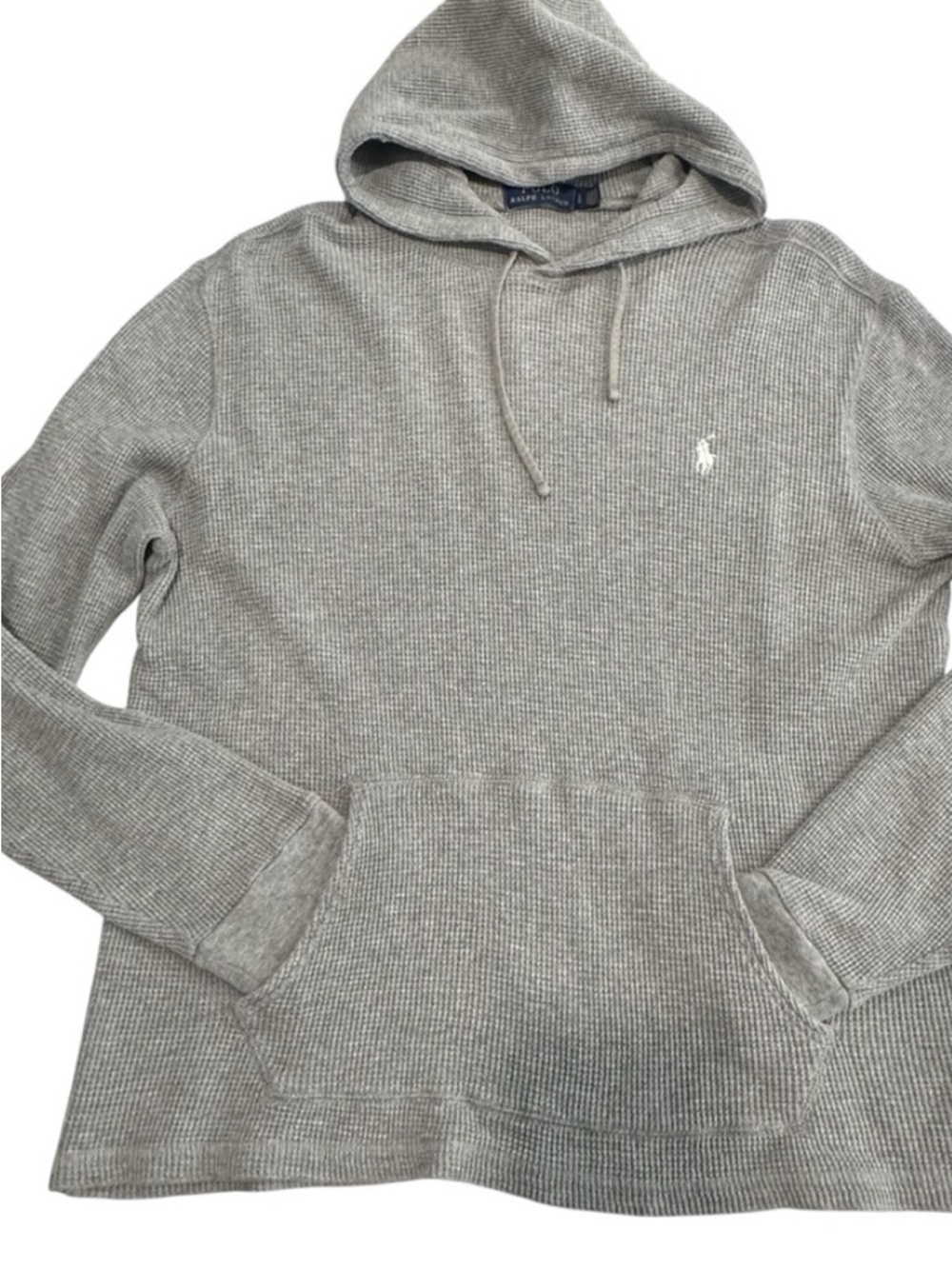 Polo Ralph Lauren Men's Gray Waffle Hoodie Lightweight Sweatshirt Size Large - Picture 4 of 7